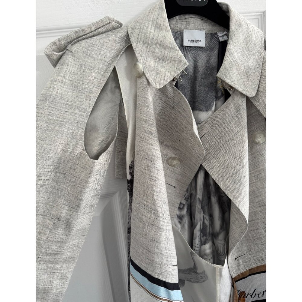 Burberry Silk Combo Trench Coat in Grey, size 4US/8UK (fits like a size 2) - Picture 6 of 13